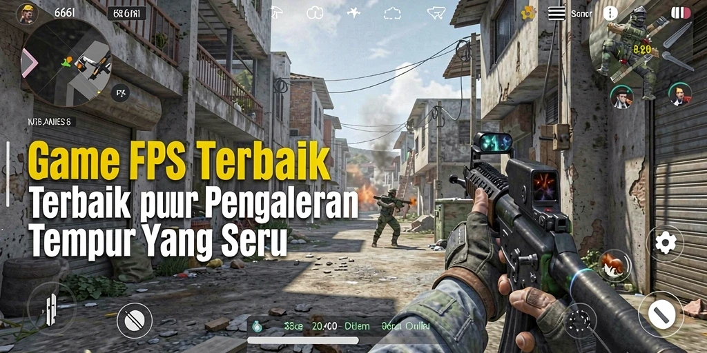 Screenshot menunjukkan aksi tembak-menembak yang intens dalam 666I.