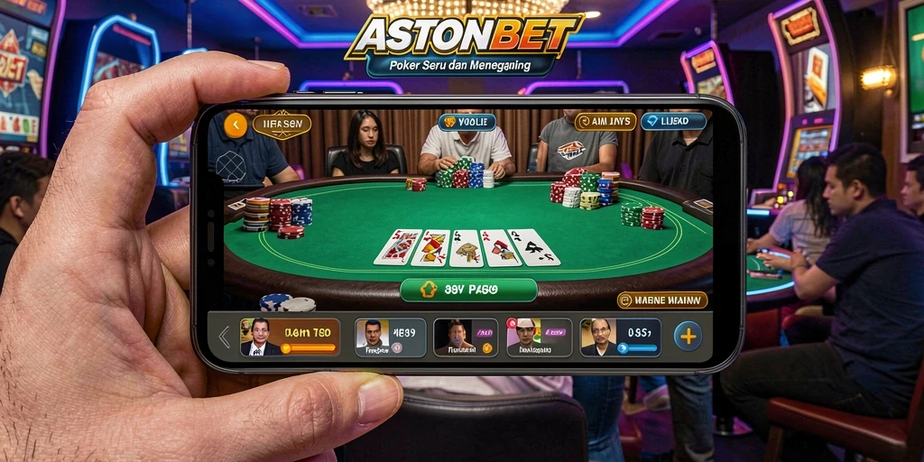 Tampilan gameplay seru dalam permainan Poker ASTONBET.