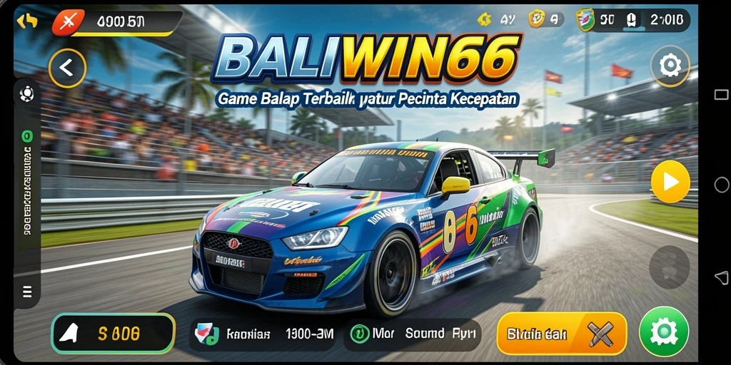 Tampak gameplay balap yang mengasyikkan dan mendebarkan di BALIWIN66.