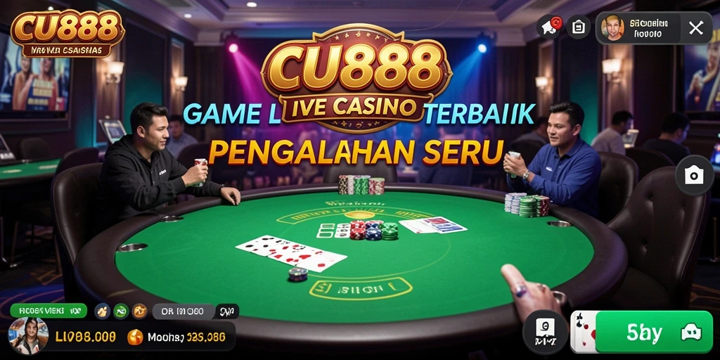 Tampilan gameplay seru CU888 dengan dealer profesional dan suasana kasino langsung.