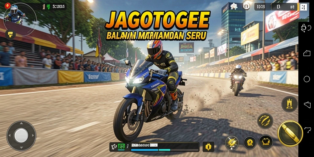 Screenshot JAGOTOGEL menampilkan aksi balapan motor yang mendebarkan.