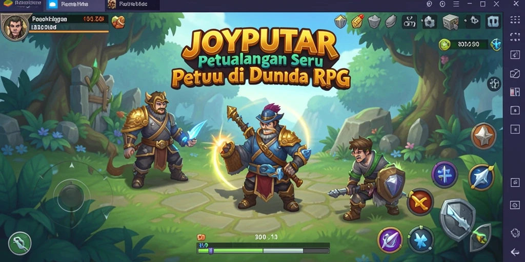 Screenshot gameplay JOYPUTAR menunjukkan karakter beraksi dalam pertempuran RPG.
