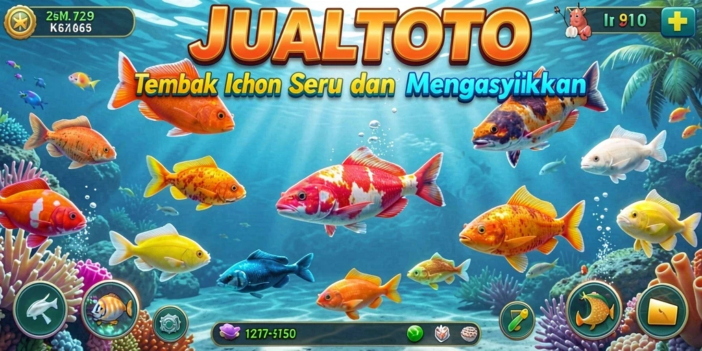 Tangkapan layar gameplay JUALTOTO menampilkan aksi menembak ikan yang seru.