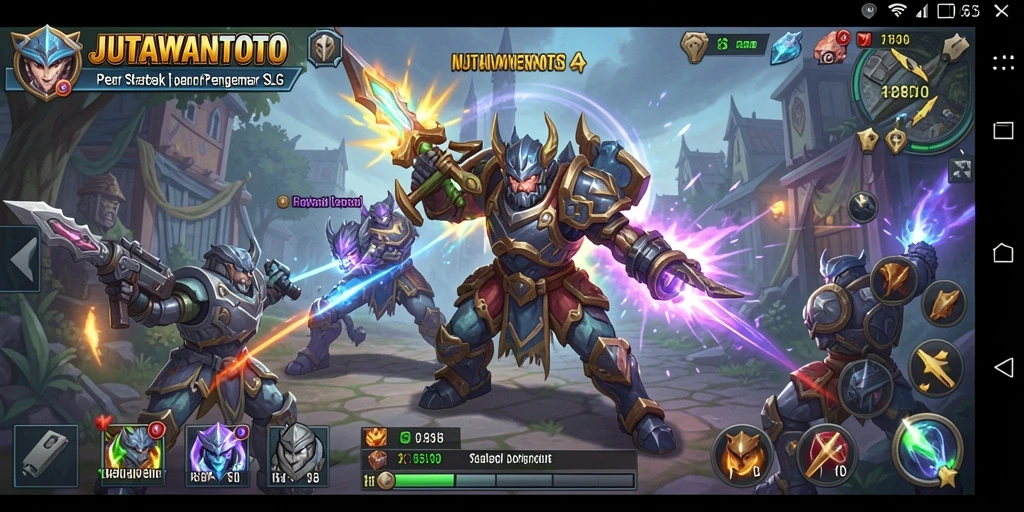 Tampilan gameplay epik di JUTAWANTOTO, menampilkan strategi dan aksi yang intens.