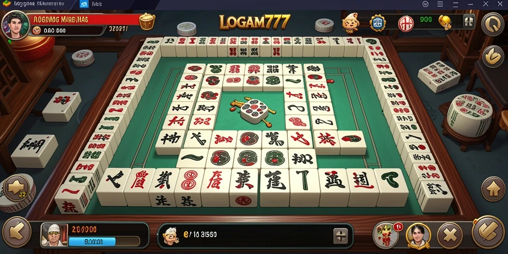 Tampilan gameplay seru dari LOGAM777 yang menggambarkan permainan Mahjong.