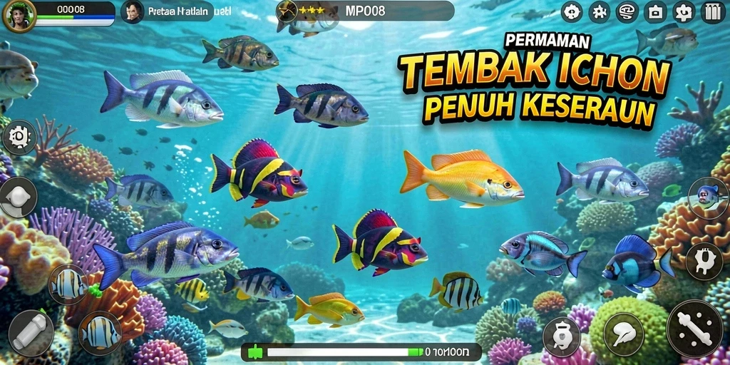 Tampilan gameplay MPO08 saat menangkap ikan lucu dan menarik.
