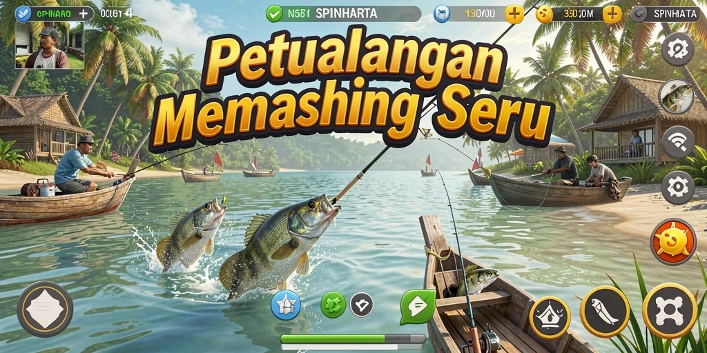 Screenshot SPINHARTA menunjukkan aksi memancing yang mendebarkan.