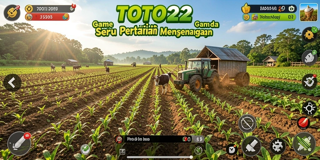 Screenshot TOTO22 menampilkan gameplay pertanian yang mendalam.