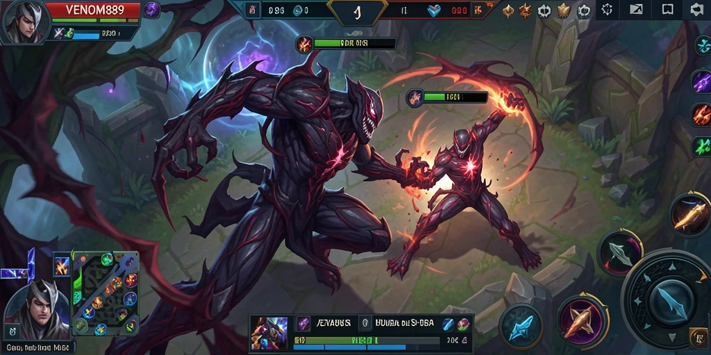 Tampilan gameplay menarik dari <strong>VENOM889</strong> di arena pertempuran MOBA.
